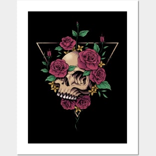 red rose skull Posters and Art